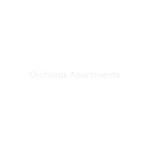 The image displays the text "Orchards Apartments" in white on a black background.
